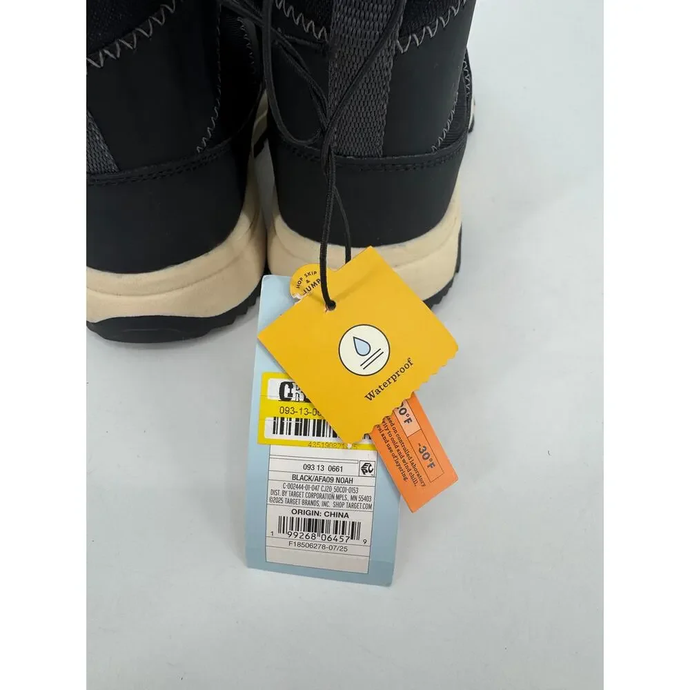 Cat & Jack Noah Boys Waterproof Hiker Winter Boots Black Snow Shoes Size 13 NWOB